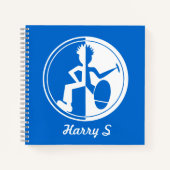 Funky Tänzerin weiß auf blauer Grafik Notizblock (Vorderseite)