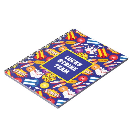 Funky Ten Button Bowling Arcade Gemustert Team Lea Notizblock (Linke Seite)