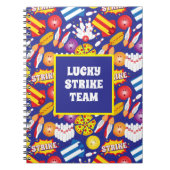 Funky Ten Button Bowling Arcade Gemustert Team Lea Notizblock (Vorderseite)
