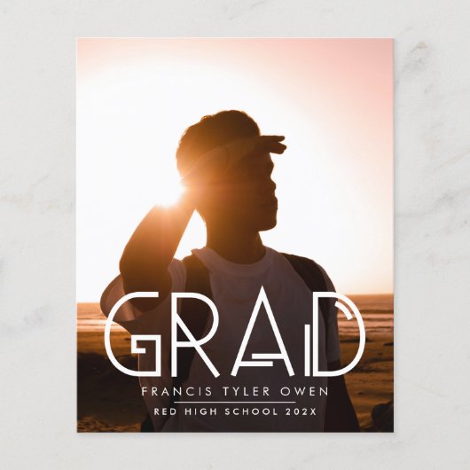 Funky Text GRAD Foto Class of 2025 Ankündigung (Vorderseite)