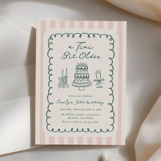 Funky Tini Bit Older Hand Drawn 30th Birthday Einladung