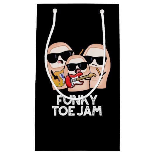 Funky Toe Jam Funny Music Pun Dark BG Kleine Geschenktüte (Vorderseite)