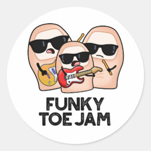 Funky Toe Jam Funny Music Pun Runder Aufkleber