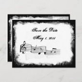 Funky Torn Paper Music Save the Date Ankündigungspostkarte (Vorne/Hinten)