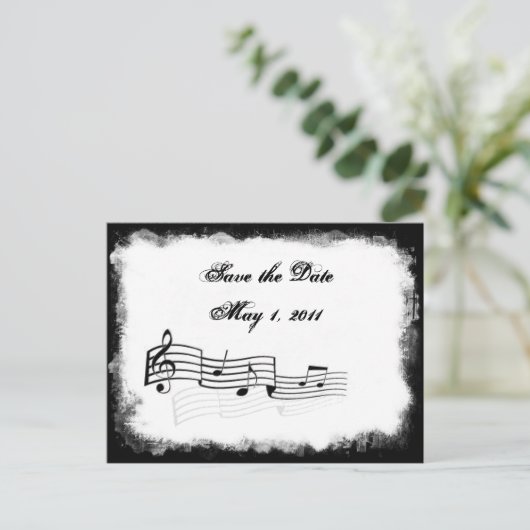 Funky Torn Paper Music Save the Date Ankündigungspostkarte (Stehend Vorderseite)