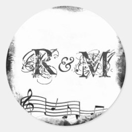 Funky Torn Paper Music Siegels Runder Aufkleber