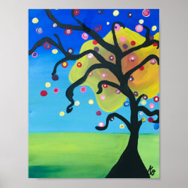 Funky Tree Of Life Acrylic Painting Poster