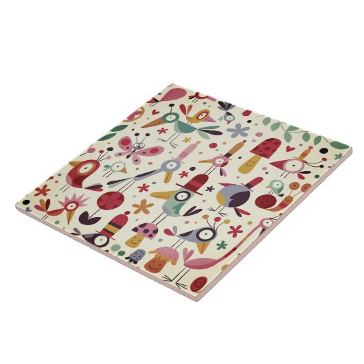 Funky Trendy Retro Birnen Fliese (Seite)