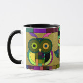 Funky Tribal Aztec Owls on Imitats Gold Fossil Tasse (Links)