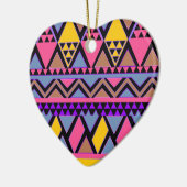 Funky Tribal farbenfroh rosa und gelb Keramik Ornament (Links)