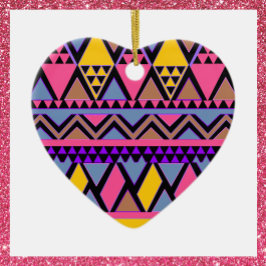 Funky Tribal farbenfroh rosa und gelb Keramik Ornament