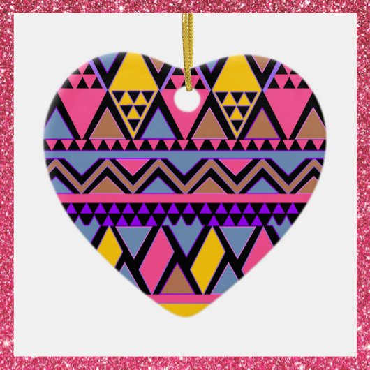 Funky Tribal farbenfroh rosa und gelb Keramik Ornament