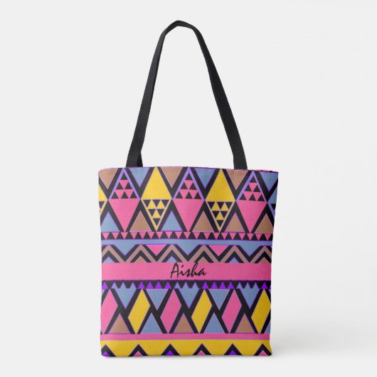 Funky Tribal farbenfroh rosa und gelb Tasche (Rückseite)