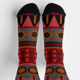 Funky Tribal Pattern Pink Orange and Blue Socken