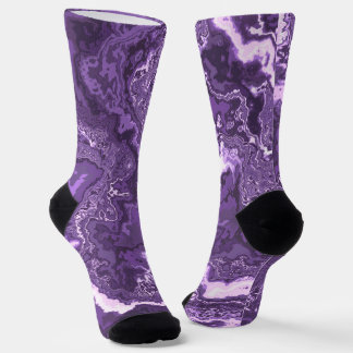 Funky Trippy Boho Hippie Monochrome Lila Marble Socken