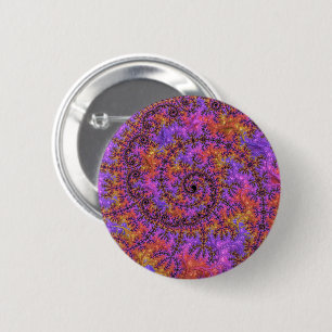 Funky Trippy Farbige Lebendige Spiralfraktal Button