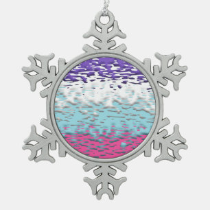 Funky Trippy Ripply Groovy Multisexuelle Pride-Fla Schneeflocken Zinn-Ornament