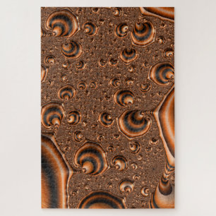 Funky-tripspiralende Orange-schwarze Fraktalkunst Puzzle