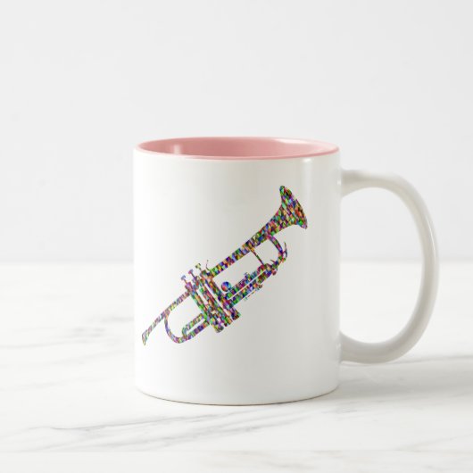 Funky Trompet Musikinstrument Zweifarbige Tasse (Rechts)