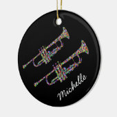 Funky Trompete persönlicher Name schwarz und rosa Keramik Ornament (Links)