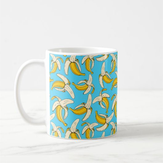 Funky Tropical Banana Muster Trendy Fruchtprint Kaffeetasse (Links)