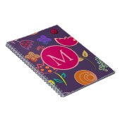 Funky Tulip Pattern Purple Monogram Notizblock (Rechte Seite)