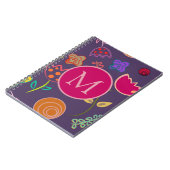 Funky Tulip Pattern Purple Monogram Notizblock (Linke Seite)