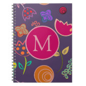Funky Tulip Pattern Purple Monogram Notizblock (Vorderseite)