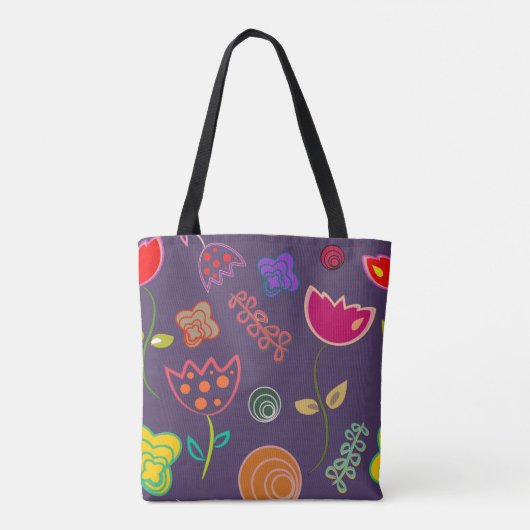 Funky Tulip Pattern Purple Tasche (Rückseite)