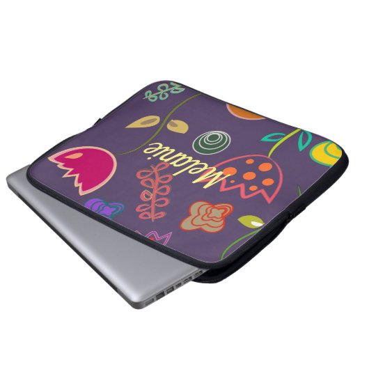Funky Tulip Purple Pattern Personalised Laptopschutzhülle (Vorne Knopf)