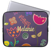 Funky Tulip Purple Pattern Personalised Laptopschutzhülle (Vorderseite)