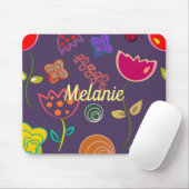 Funky Tulip Purple Pattern Personalised Mousepad (Mit Mouse)