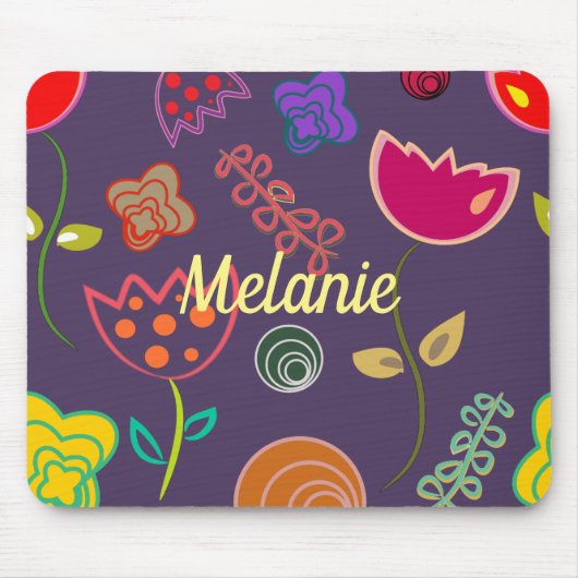 Funky Tulip Purple Pattern Personalised Mousepad (Vorne)