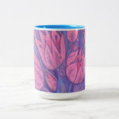 Funky Tulips Spring Flowers Blumenpastellfarben Zweifarbige Tasse (Mittel)