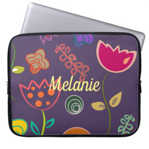 Funky Tulpe Lila Muster Personalisiert Laptopschutzhülle