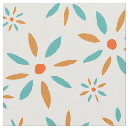 Funky-Türkis- und Orange-Retro-Blume Stoff