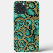 Funky Turquoise Green Imitate Gold Wirbel Art Patc Case-Mate iPhone Hülle (Rückseite)