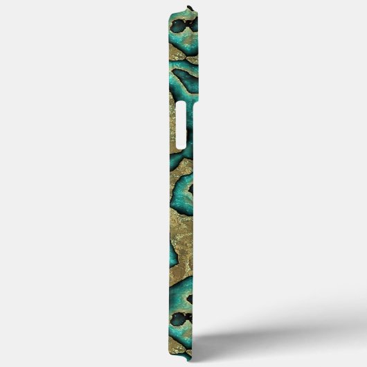 Funky Turquoise Green Imitate Gold Wirbel Art Patc Case-Mate iPhone Hülle (Rückseite / Rechts)