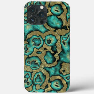 Funky Turquoise Green Imitats Gold Wirbel Art Must Case-Mate iPhone Hülle