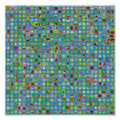 Funky Turquoise Textured Mosaic Tiles Pattern Fotodruck (Vorne)