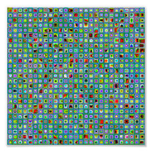 Funky Turquoise Textured Mosaic Tiles Pattern Fotodruck