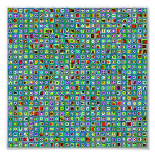 Funky Turquoise Textured Mosaic Tiles Pattern Fotodruck (Vorne)