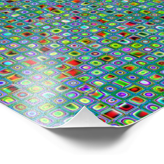 Funky Turquoise Textured Mosaic Tiles Pattern Fotodruck (Ecke)