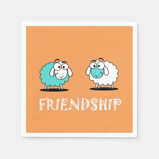 Funky Two Sheep Friendship Paper Napkin Serviette (Vorderseite)