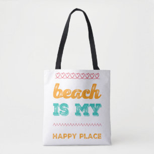 Funky Typografy Beach ist mein glücklicher Ort Tasche