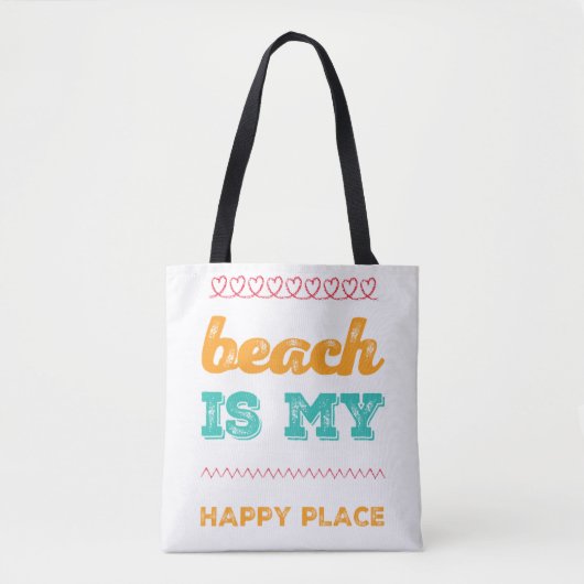 Funky Typografy Beach ist mein glücklicher Ort Tasche (Vorderseite)