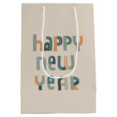 Funky Typografy Happy New Year Design Mittlere Geschenktüte (Rückseite)