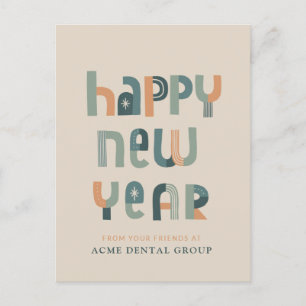 Funky Typografy Happy New Year Postcard Postkarte