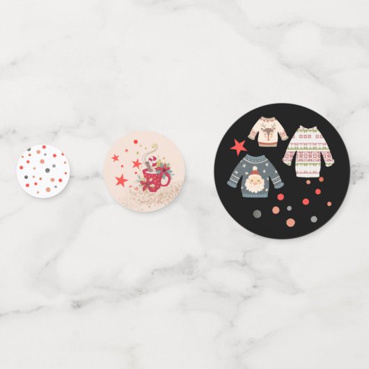 Funky Typografy Ugly Sweater Hot Chocolate Konfetti (Rückseiten)