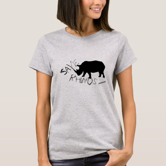Funky und stilvoll Gerettet Rhinos T - Shirt Top (Vorderseite)